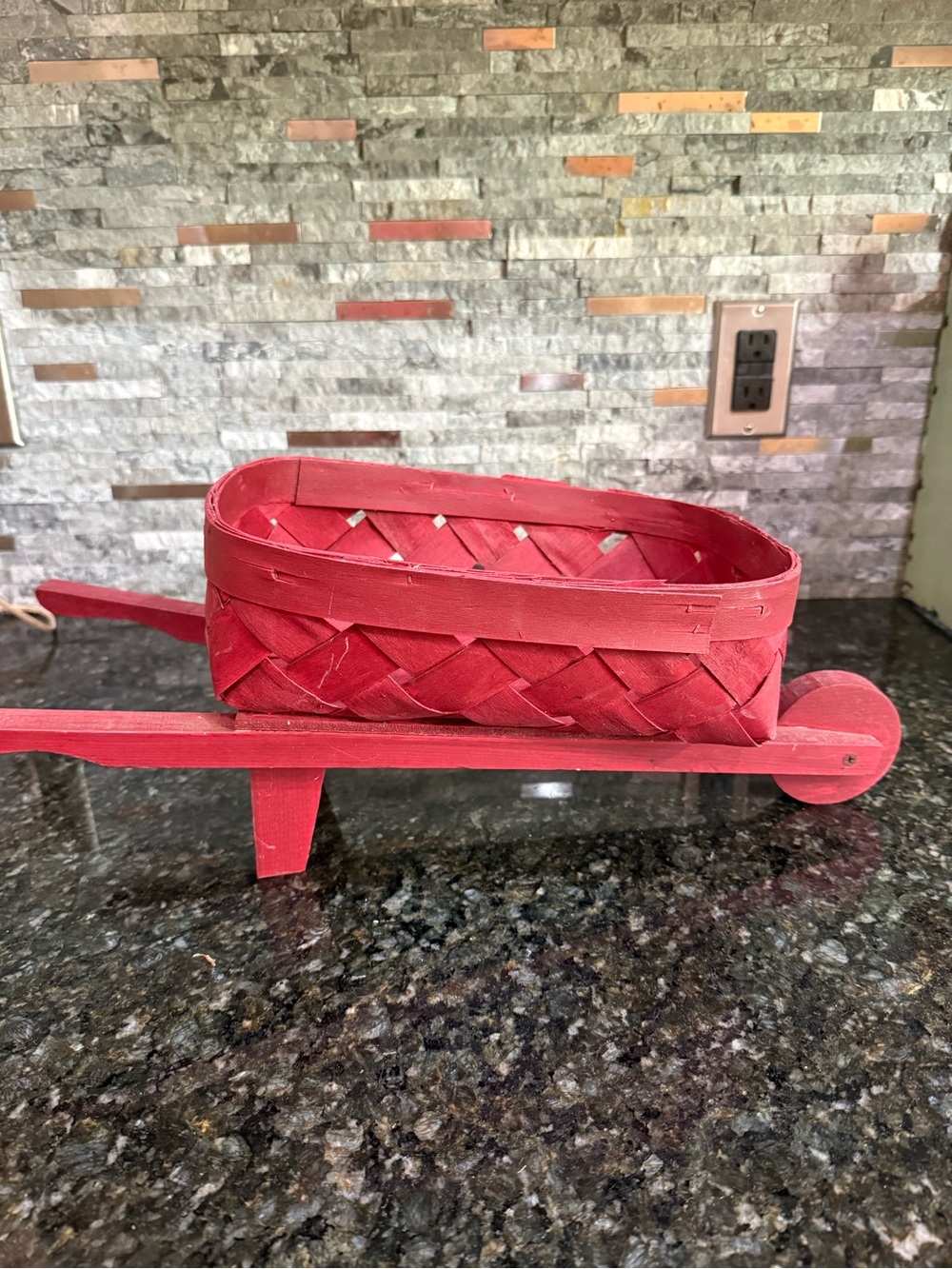 Vintage Cottage Core Wheelbarrow Basket